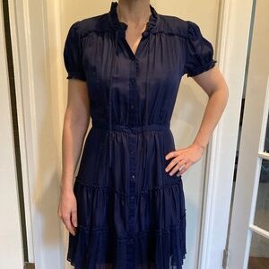 Diane von Furstenberg navy tiered dress size 8